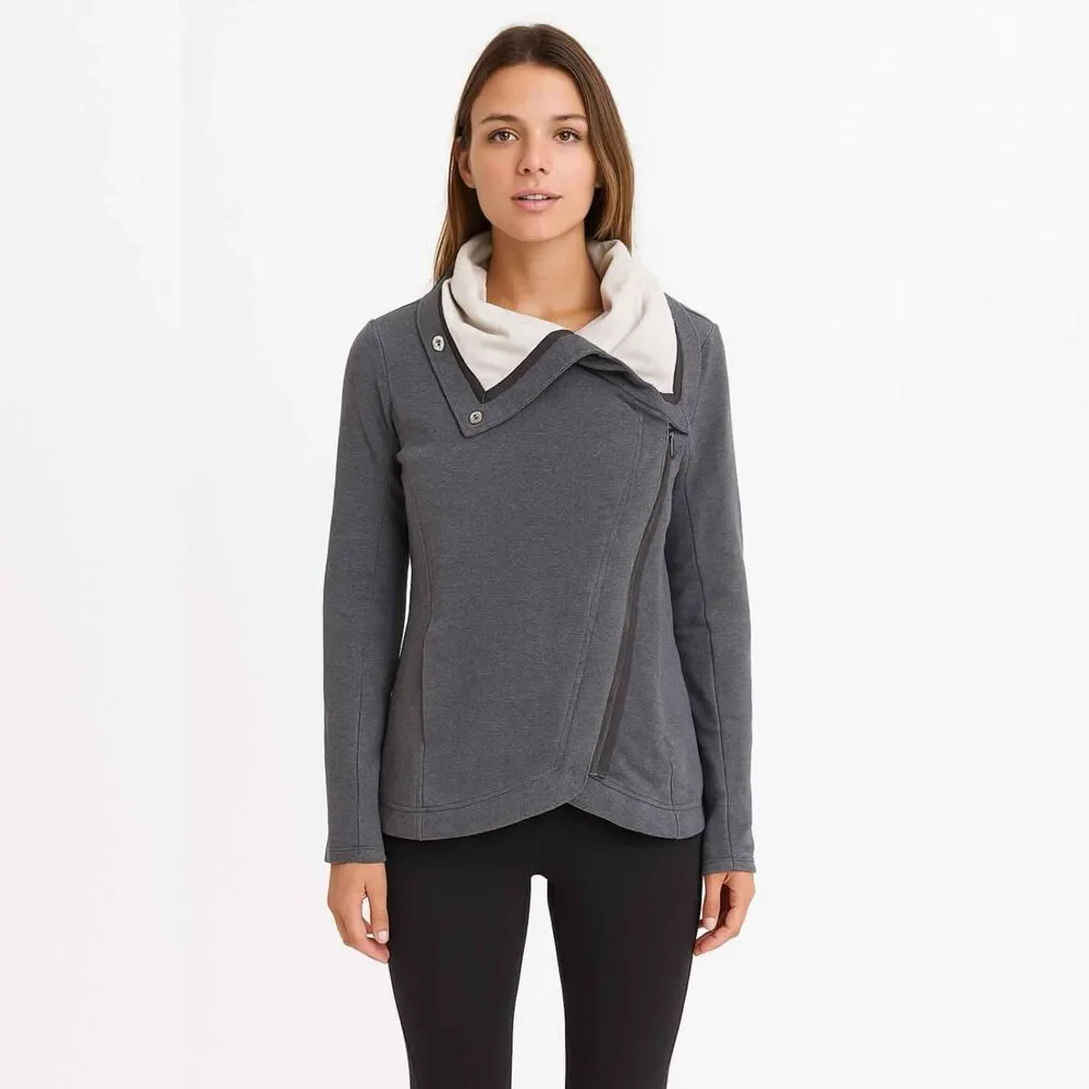 Lululemon ‘Method Wrap’ Gray Cowl Neck Asymmetrical Zip Up Jacket